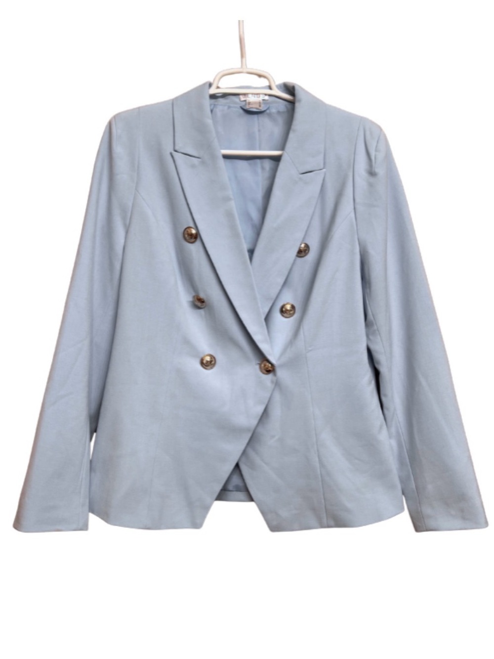 VENUS Light Blue Double-Breasted Blazer with Sulver Buttons